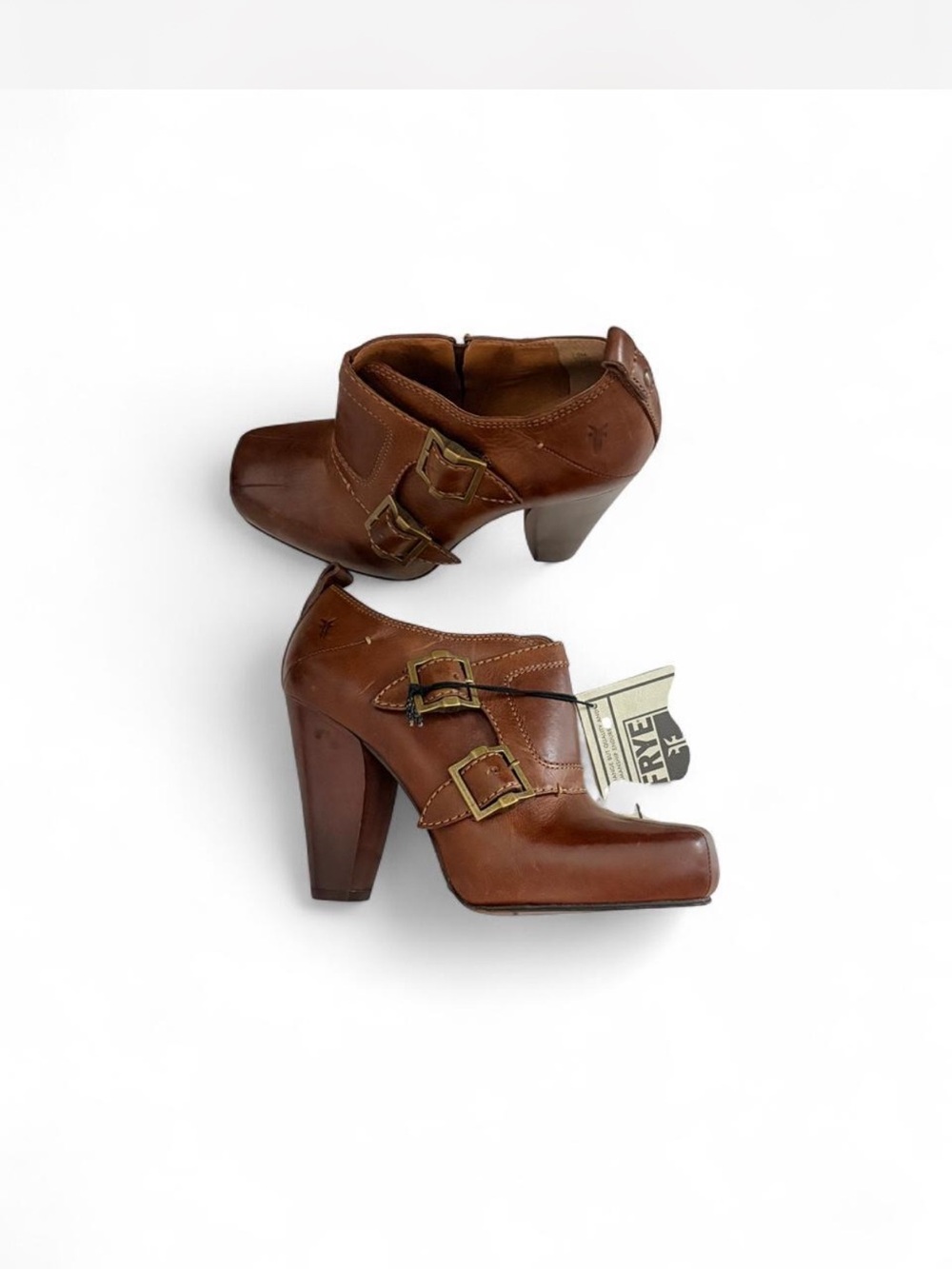 Frye Brown Leather Double-Buckle Ankle Boots - Picture 4 of 8